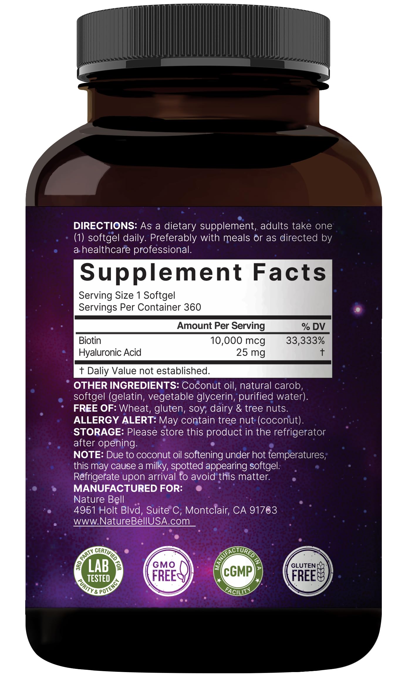 NatureBell daily-use bottle easy-to-swallow softgels in hand