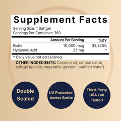 NatureBell Biotin Hyaluronic Softgels closeup showing quick-release capsules