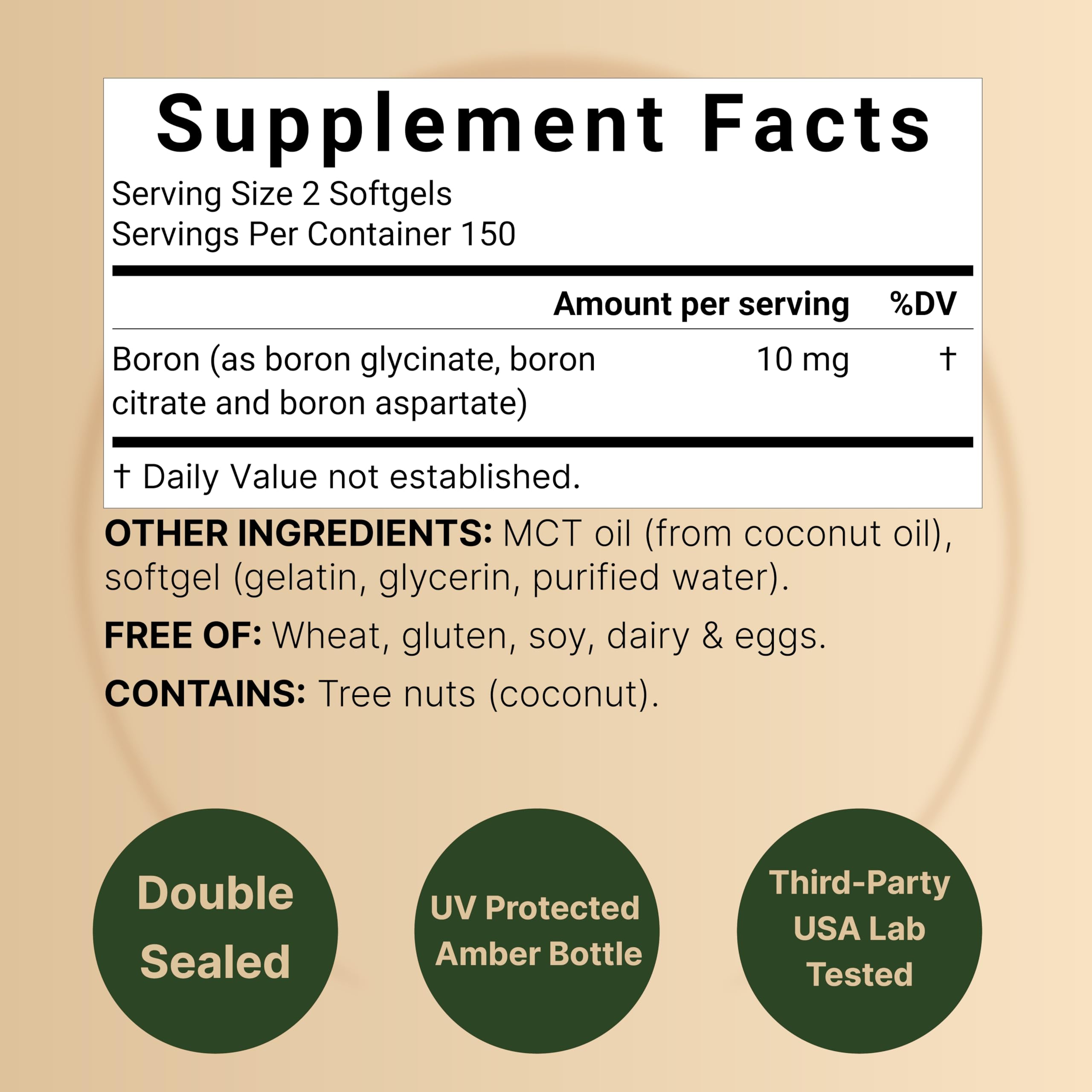 NatureBell boron softgels with MCT oil for better absorption.