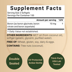 NatureBell boron softgels with MCT oil for better absorption.