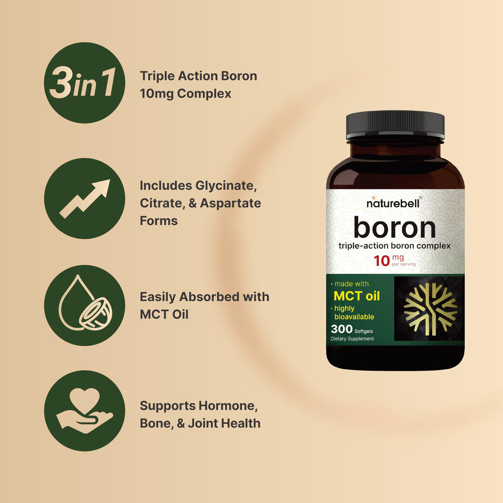 Three-form boron formula (glycinate, citrate, aspartate) for versatile mineral support.