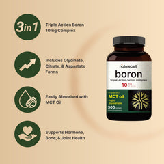 Three-form boron formula (glycinate, citrate, aspartate) for versatile mineral support.