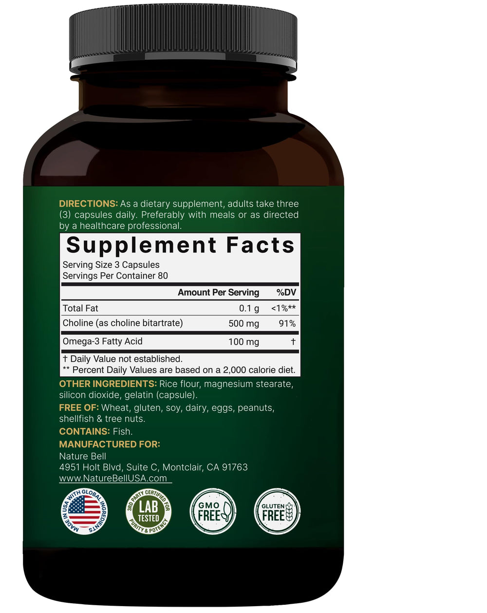 NatureBell capsules in sealed bottle emphasize freshness and quality.