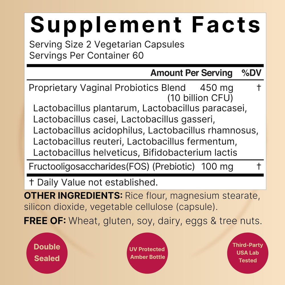 NatureBell capsules close-up showing 10 strains for comprehensive vaginal wellness.