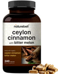 NatureBell Ceylon Cinnamon 2-in-1 with Bitter Melon – 240 Capsules | Organic, Non-GMO