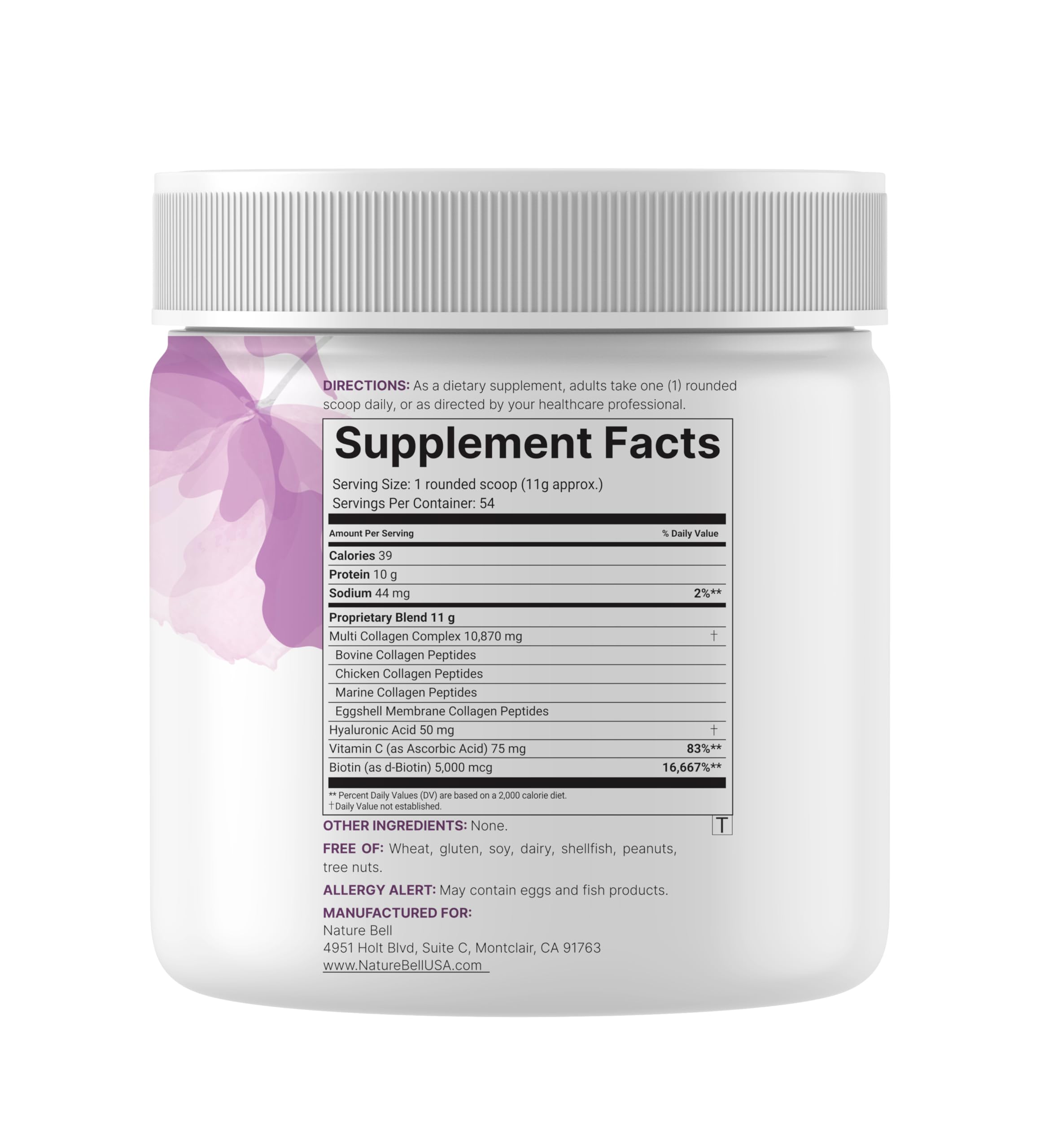 NatureBell Collagen powder enhances hair, skin, and nails when added to smoothies