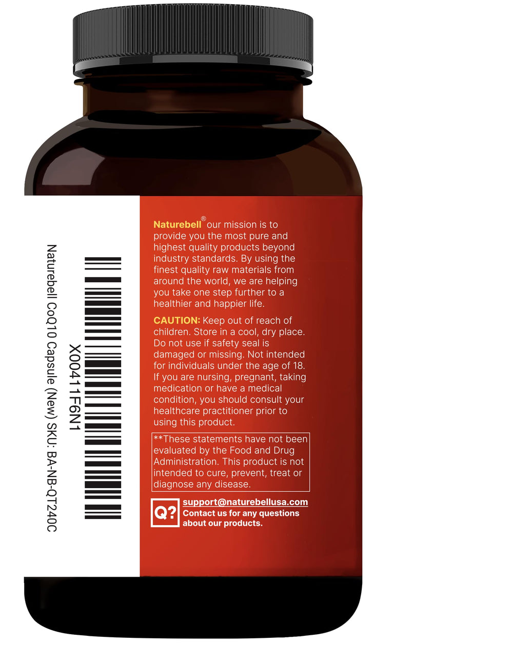 NatureBell CoQ10 bottle open pour showing convenient dosing.