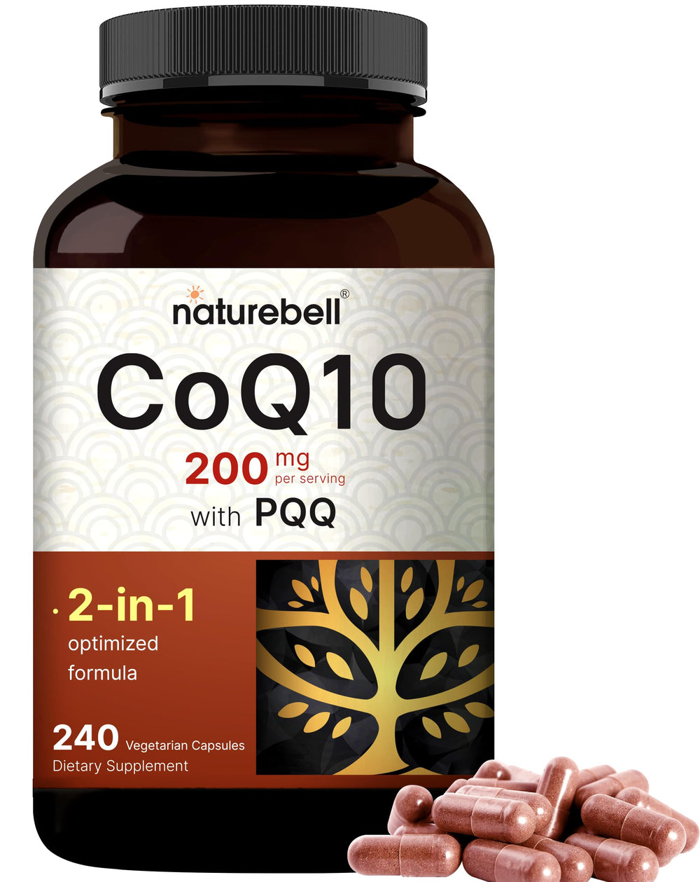 NatureBell CoQ10 with PQQ bottle for daily energy support and antioxidant potential.