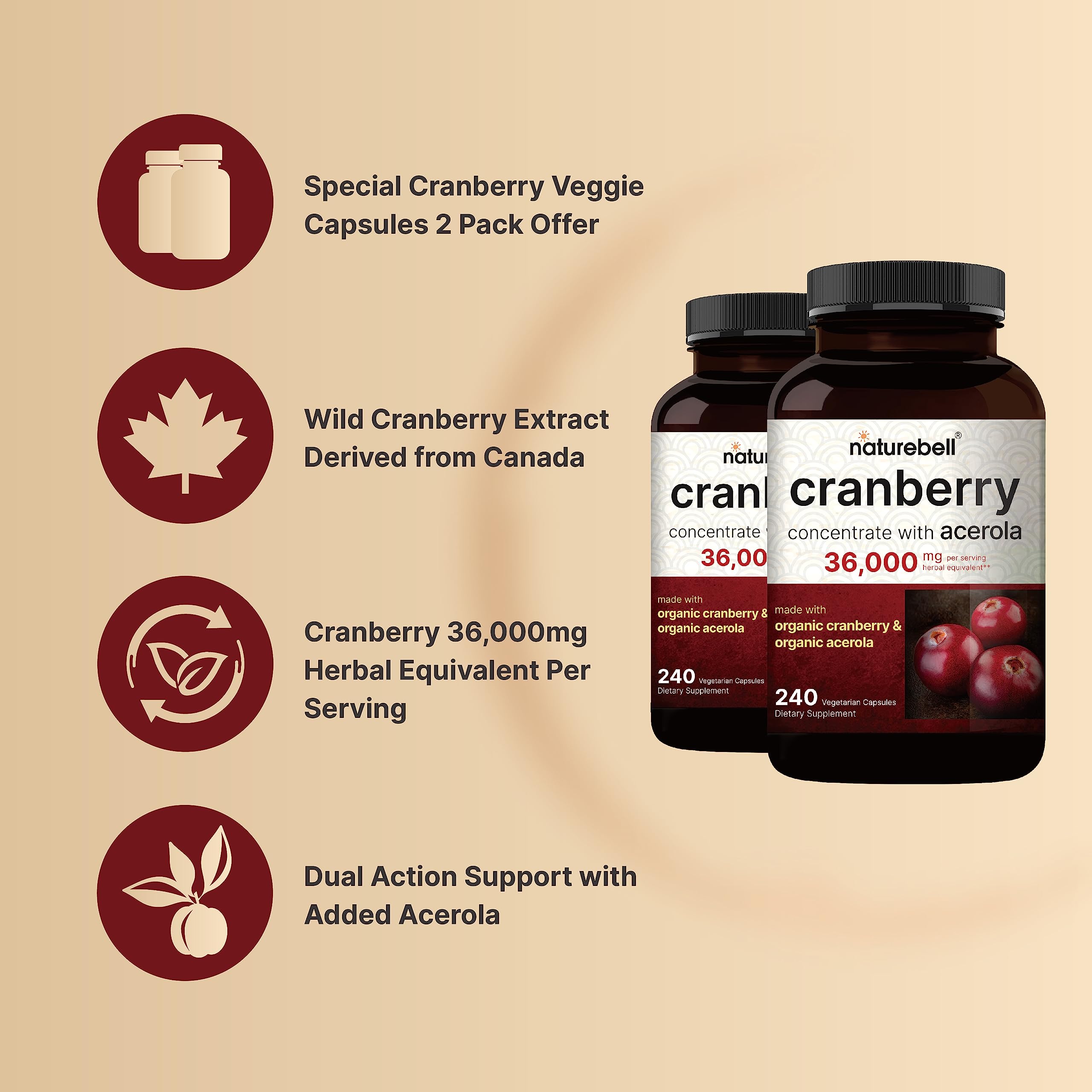 NatureBell cranberry 100-to-1 extract potency image for daily use