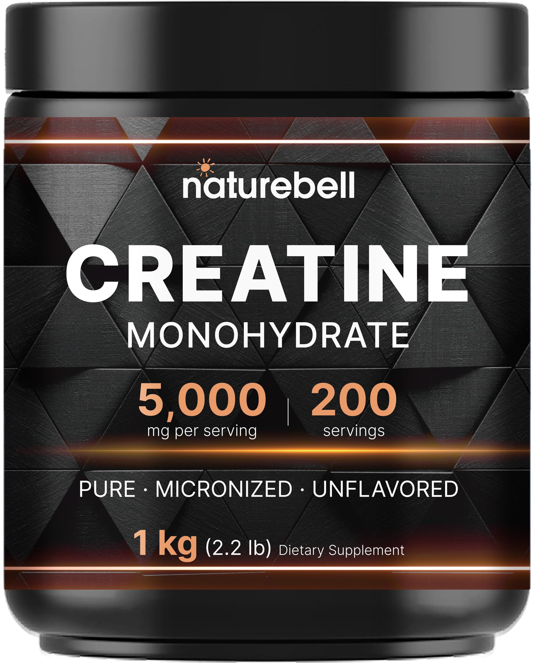 NatureBell Creatine Monohydrate powder jar supports steady energy during workouts.