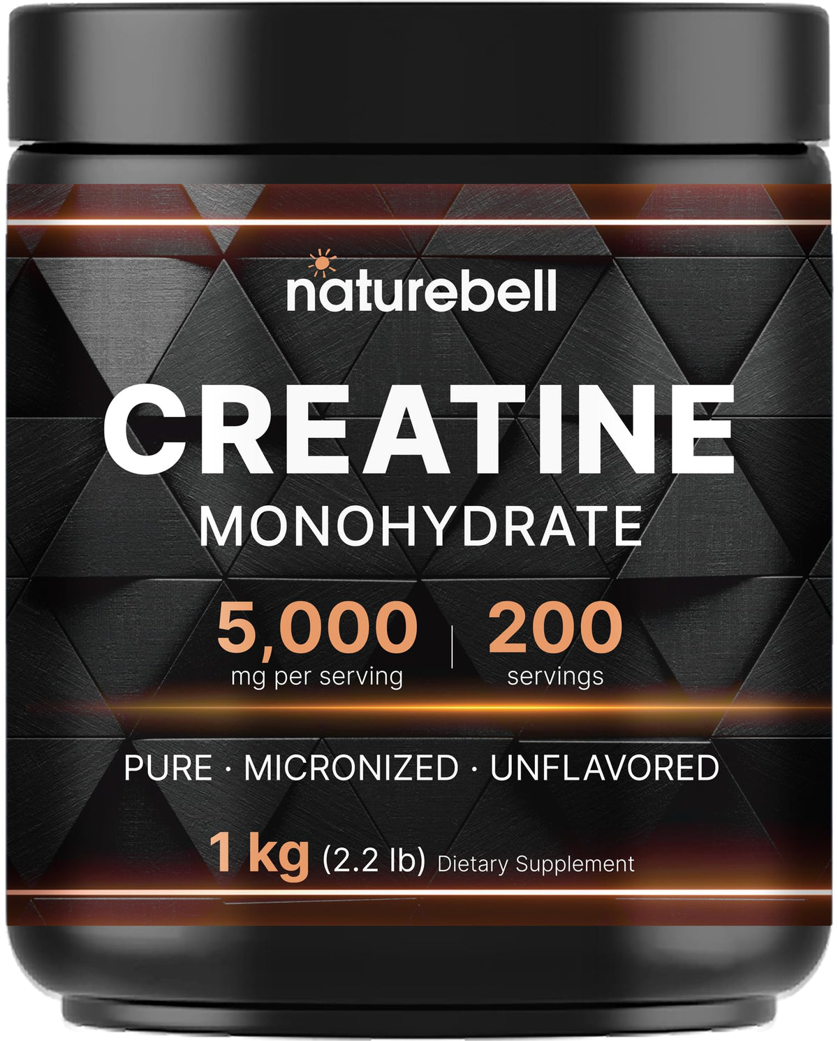 NatureBell Creatine Monohydrate powder jar supports steady energy during workouts.