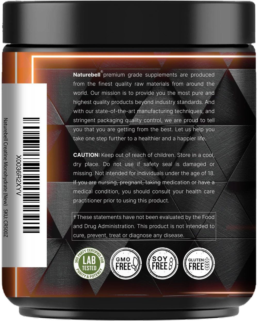 NatureBell creatine monohydrate scoop with powder, illustrating easy mixing into drinks.