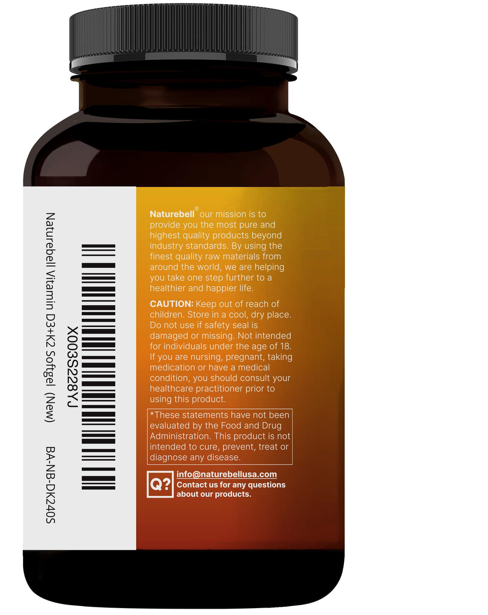 NatureBell D3 K2 compact bottle for travel