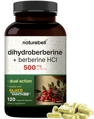 NatureBell Dihydroberberine bottle close-up highlights capsule design and branding for trust