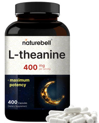 NatureBell Double Strength L-Theanine 400mg bottle front, promoting daily calm