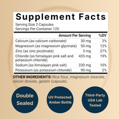 NatureBell Electrolyte Pills bottle back with ingredients and serving details