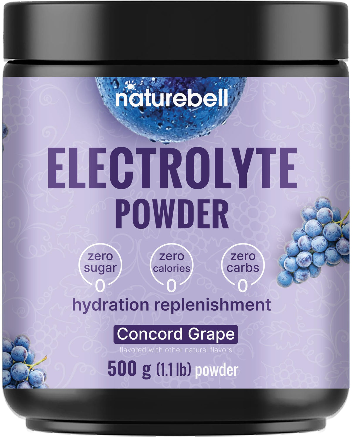 NatureBell Electrolytes concord grape flavor in a glass for quick post-workout hydration