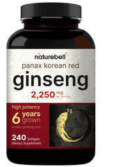 NatureBell Korean Red Ginseng bottle with 240 softgels for energy support
