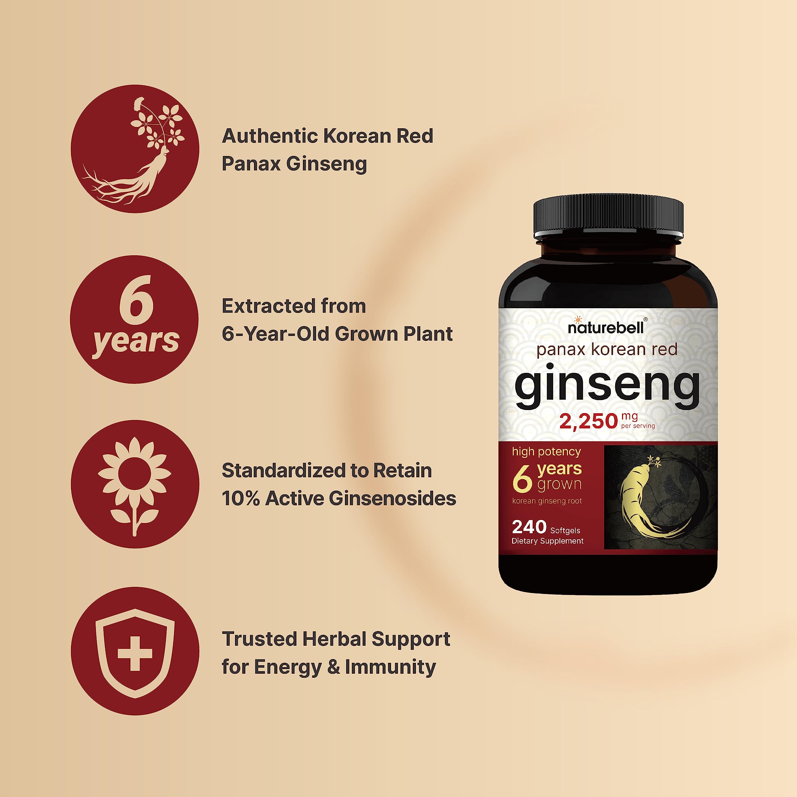 NatureBell label detailing ginseng source and ginsenoside content
