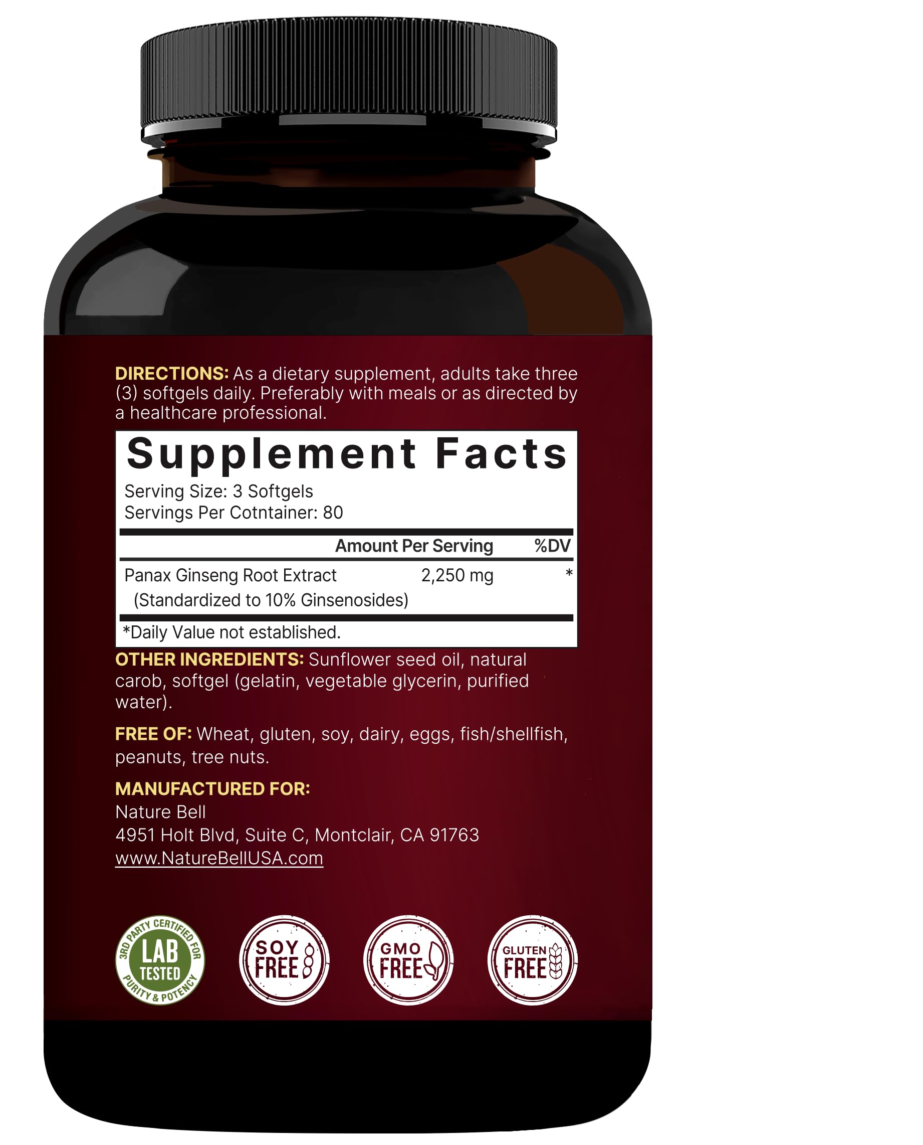 NatureBell non GMO formula shown with pure ingredients