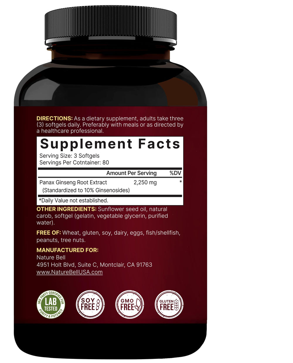 NatureBell non GMO formula shown with pure ingredients