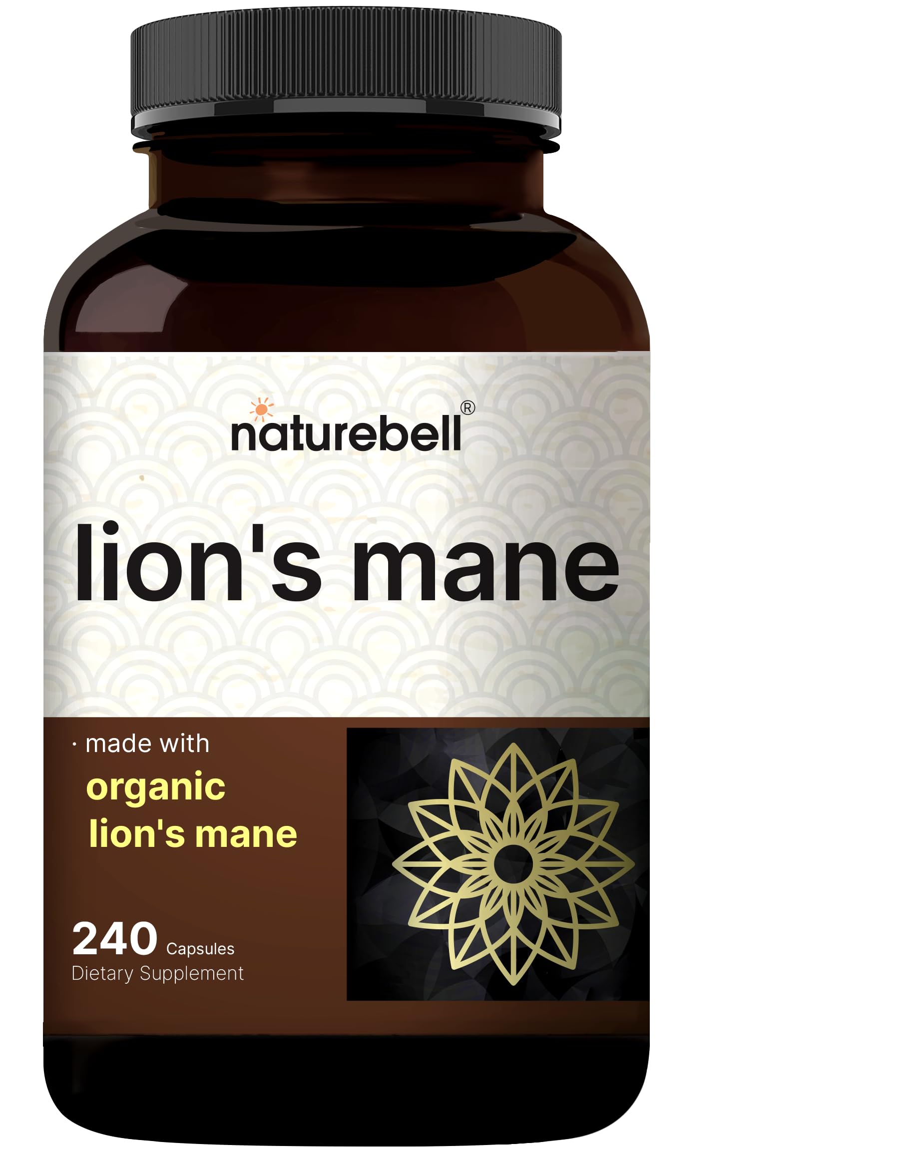 NatureBell Lions Mane capsules bottle for cognitive support.