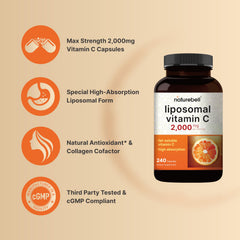 NatureBell liposomal vitamin C bottle label showing 2,000 mg dose