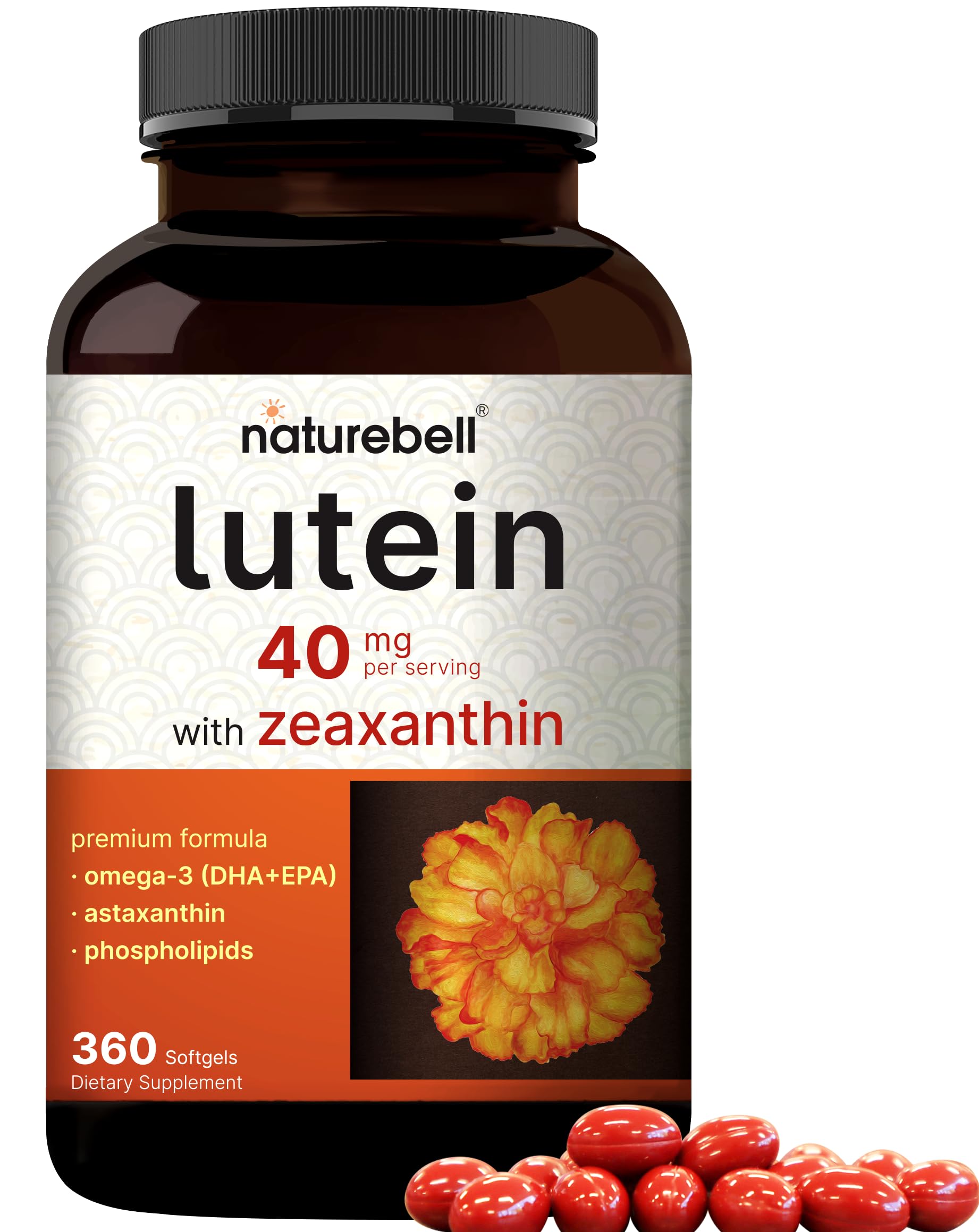 NatureBell lutein bottle front highlighting a high potency daily eye support