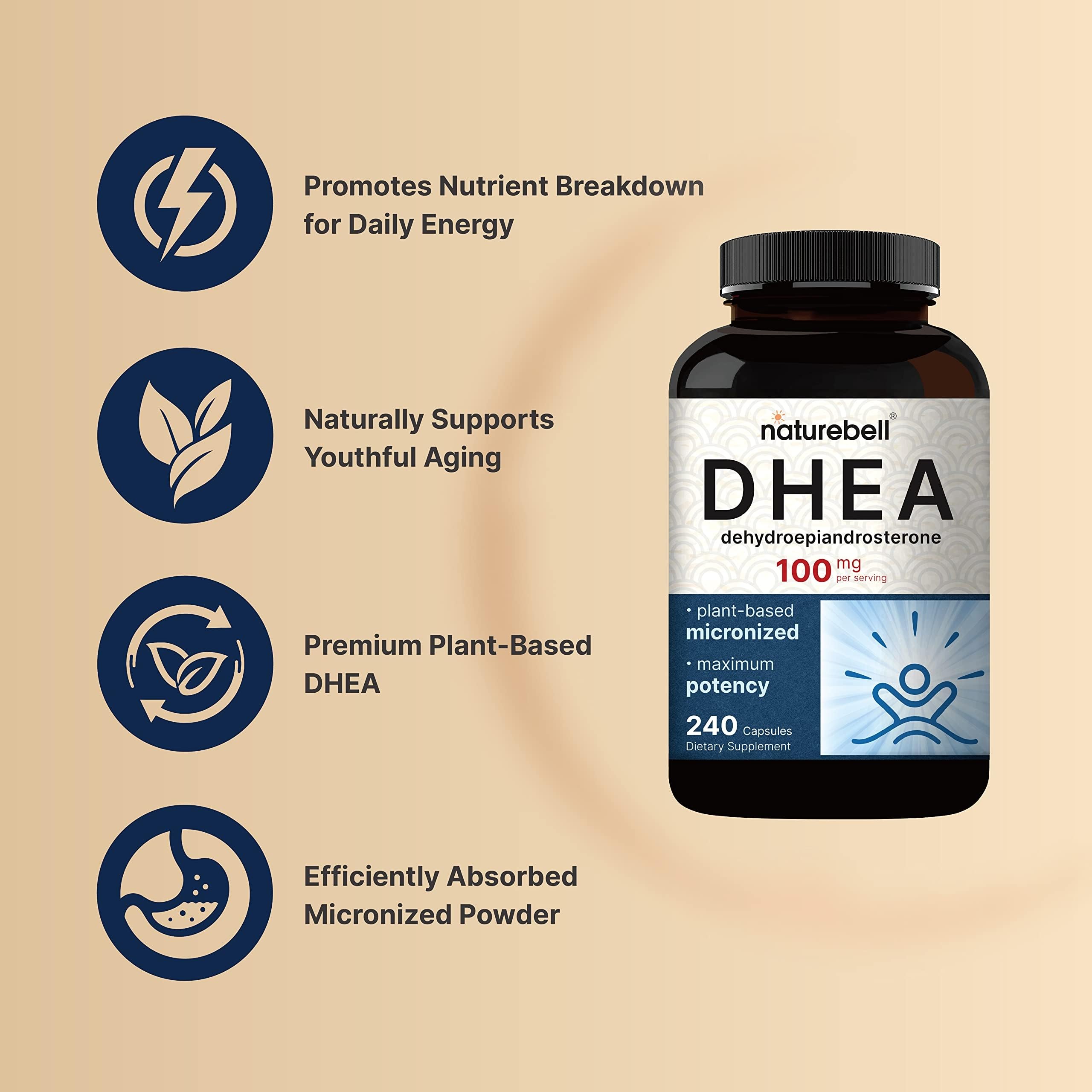 NatureBell DHEA bottle packaging emphasizing Made in USA quality.
