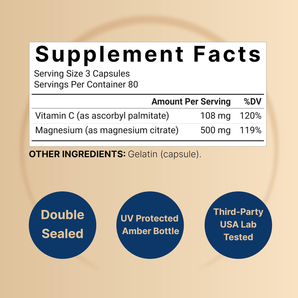 NatureBell magnesium citrate 500mg capsules close-up showing high-purity formula