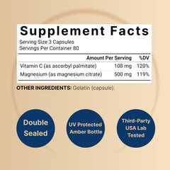 NatureBell magnesium citrate 500mg capsules close-up showing high-purity formula