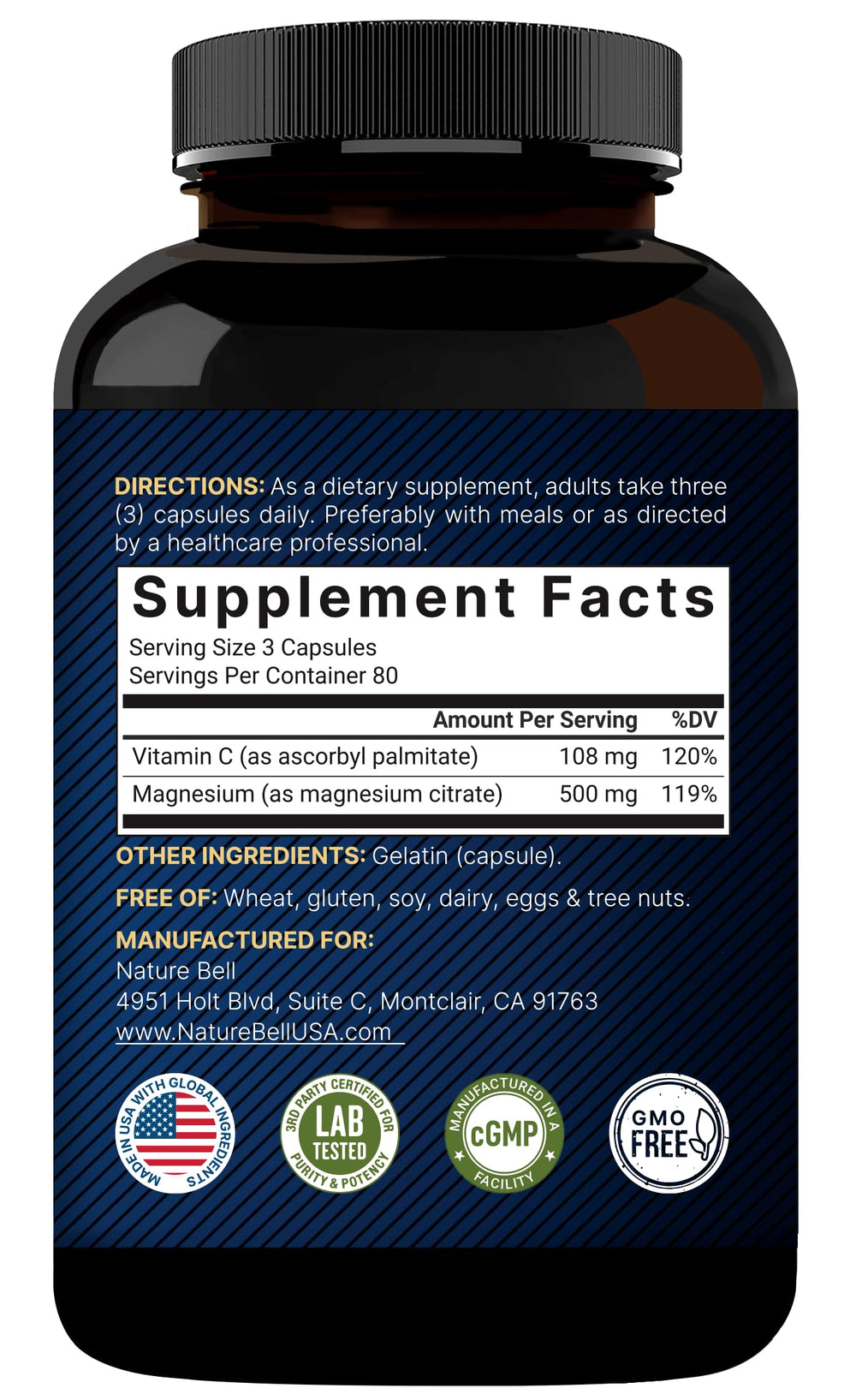 NatureBell magnesium citrate 500mg made in California quality you can trust