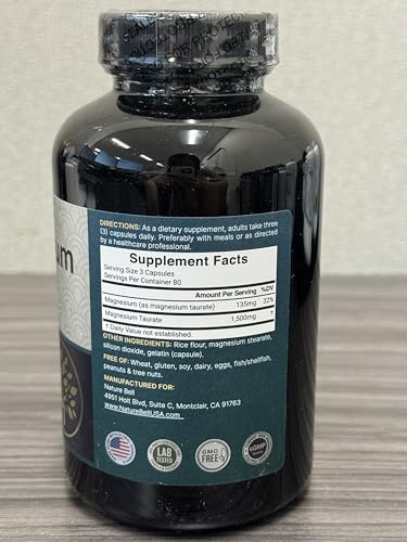 Pouring NatureBell Magnesium Taurate capsules demonstrating easy daily dosing.