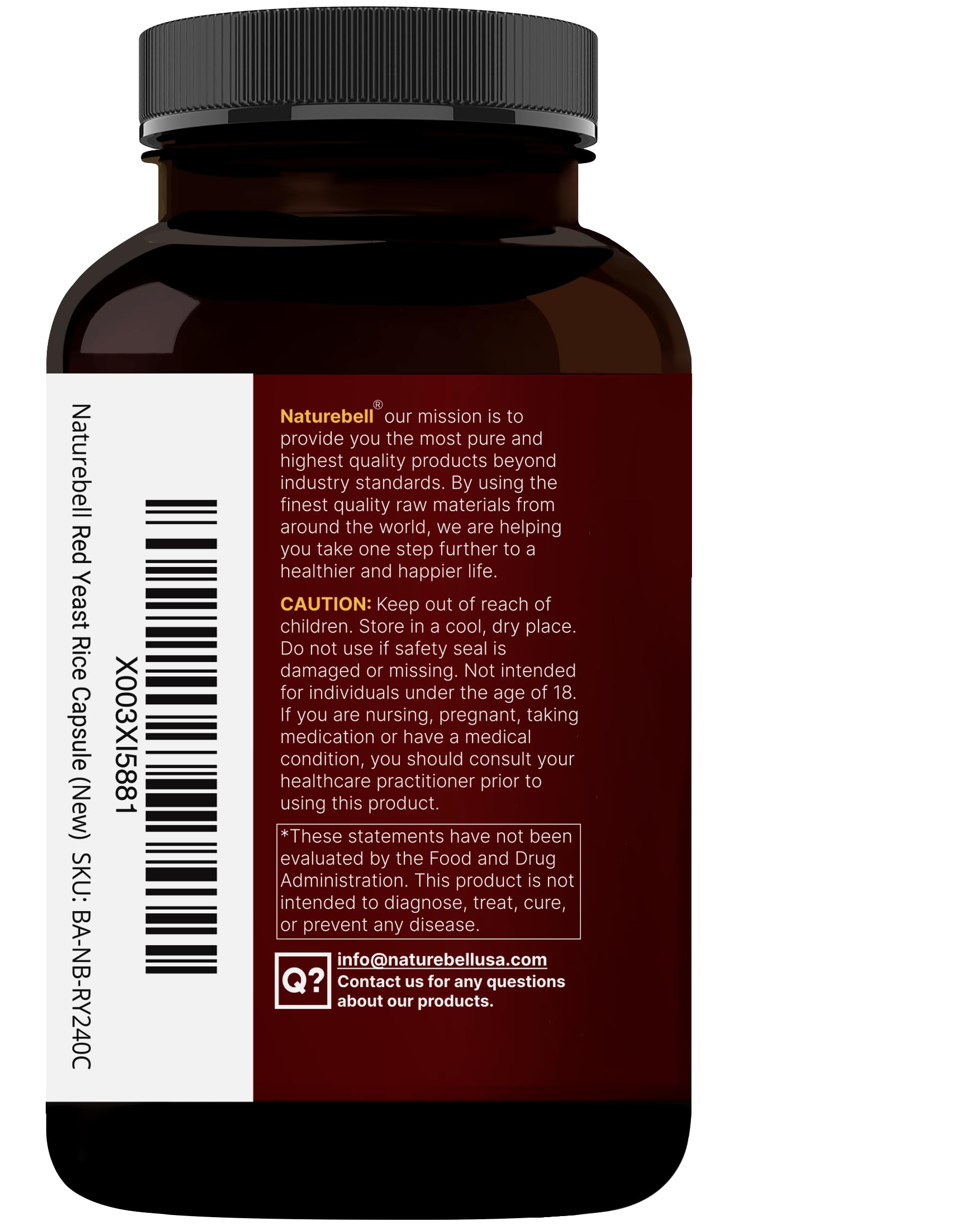 NatureBell Monascus purpureus extract ingredient label highlights authenticity