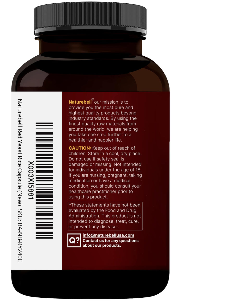 NatureBell Monascus purpureus extract ingredient label highlights authenticity