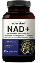 NatureBell NAD+ Plus bottle showing premium, vegetarian NAD+ support for daily energy and wellness.