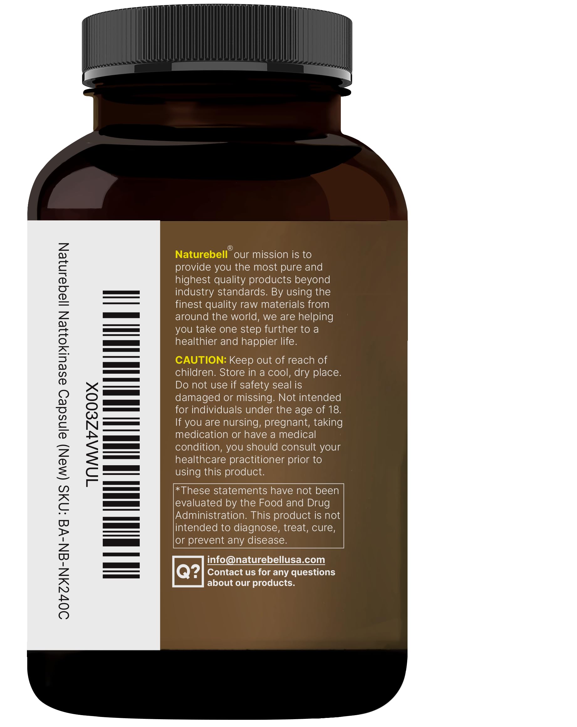 Full bottle beside label confirms third-party safety and potency.