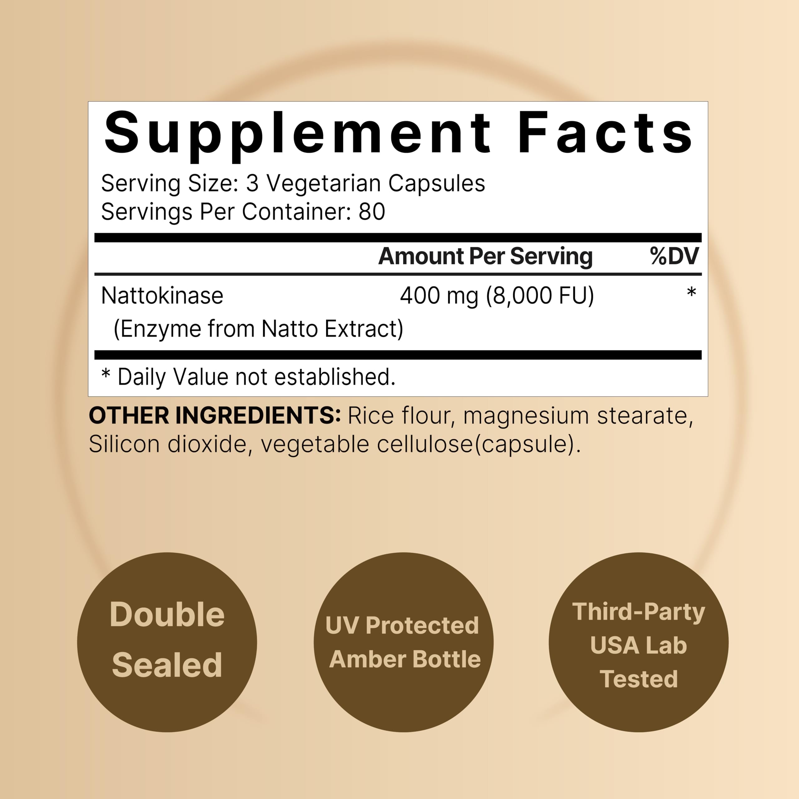 NatureBell nattokinase capsules poured, highlighting convenient daily use.