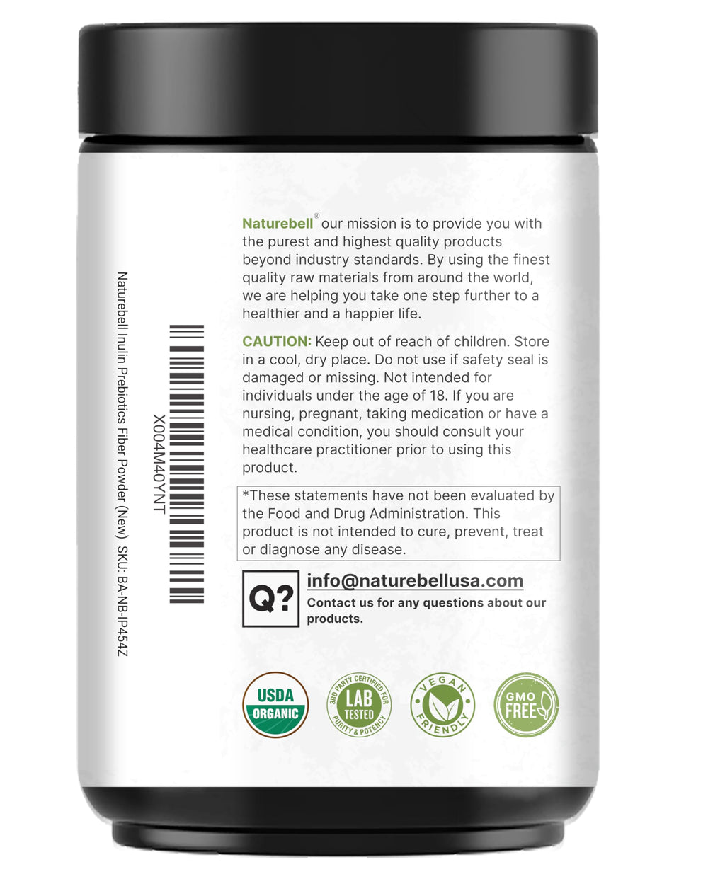 NatureBell badge shows non-GMO and gluten-free claims for allergen-aware shoppers.