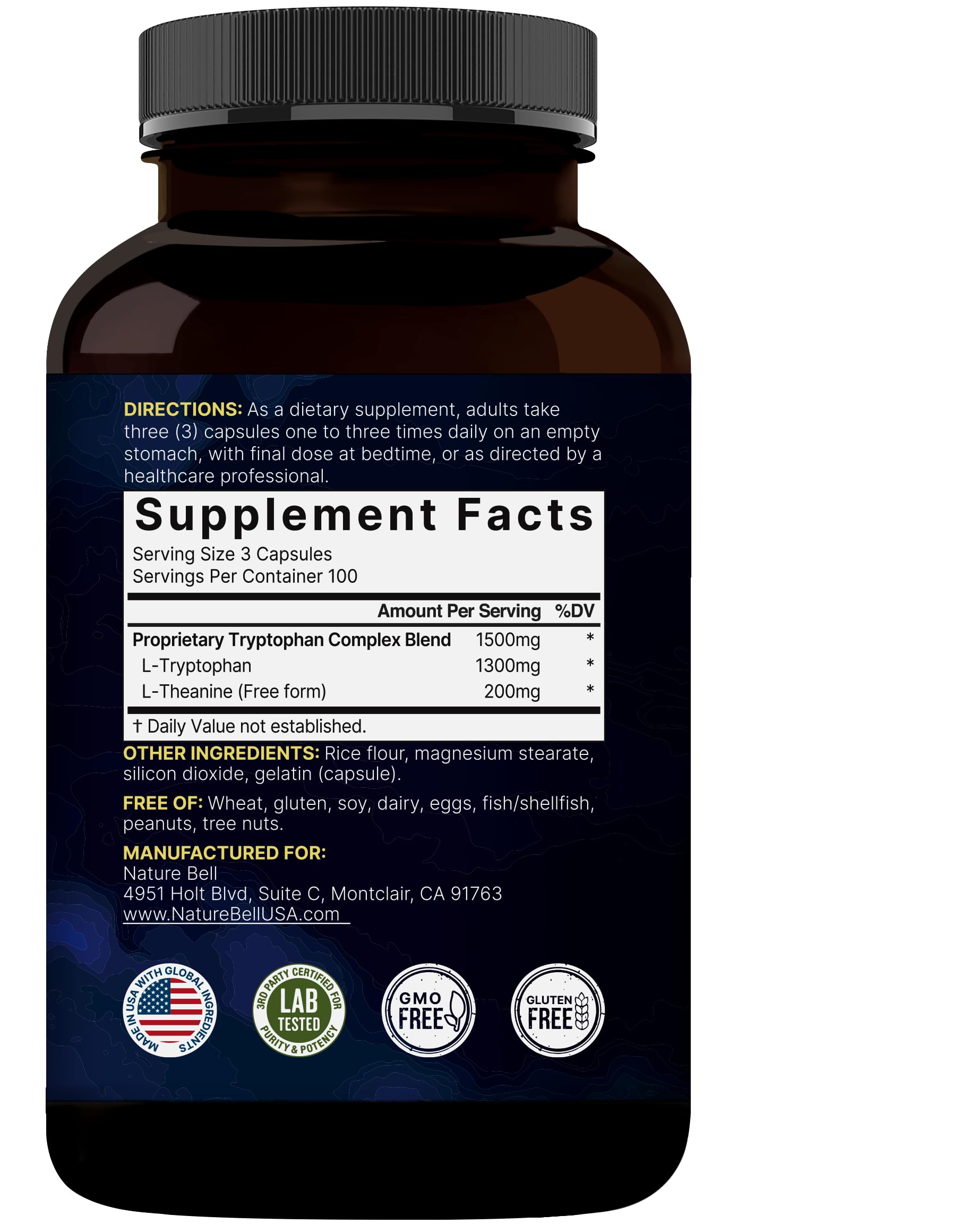 NatureBell non-gmo-gluten-free-icons confirm clean ingredients and allergen-free promise.