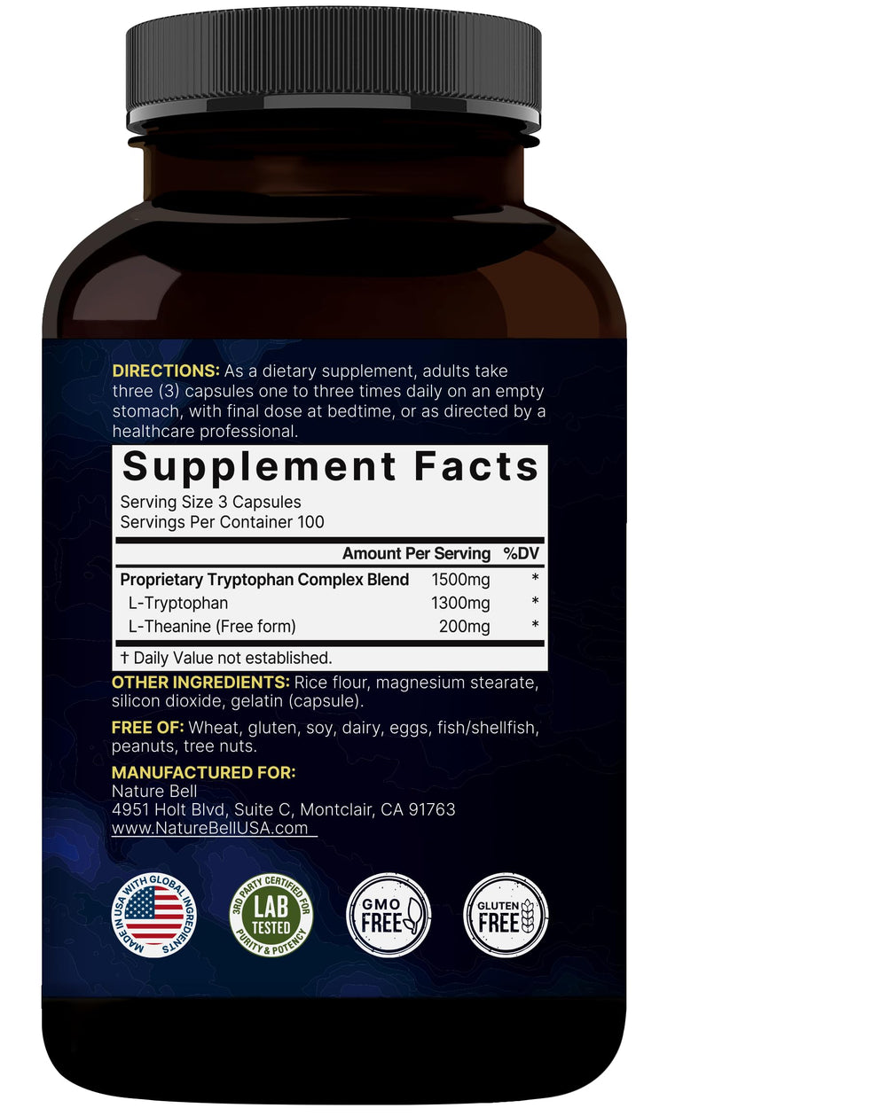 NatureBell non-gmo-gluten-free-icons confirm clean ingredients and allergen-free promise.
