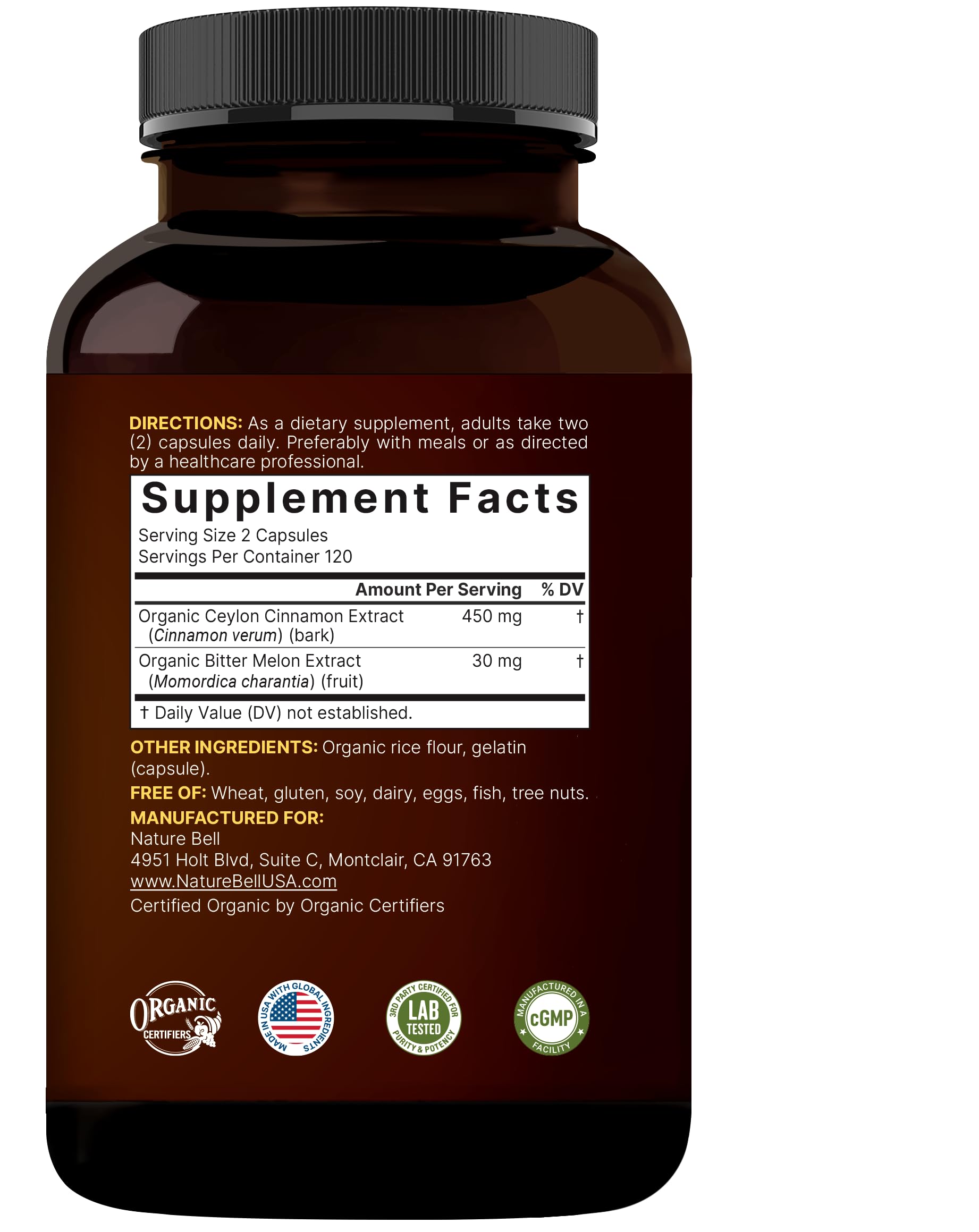 NatureBell Non-GMO Gluten-Free label indicating clean ingredients