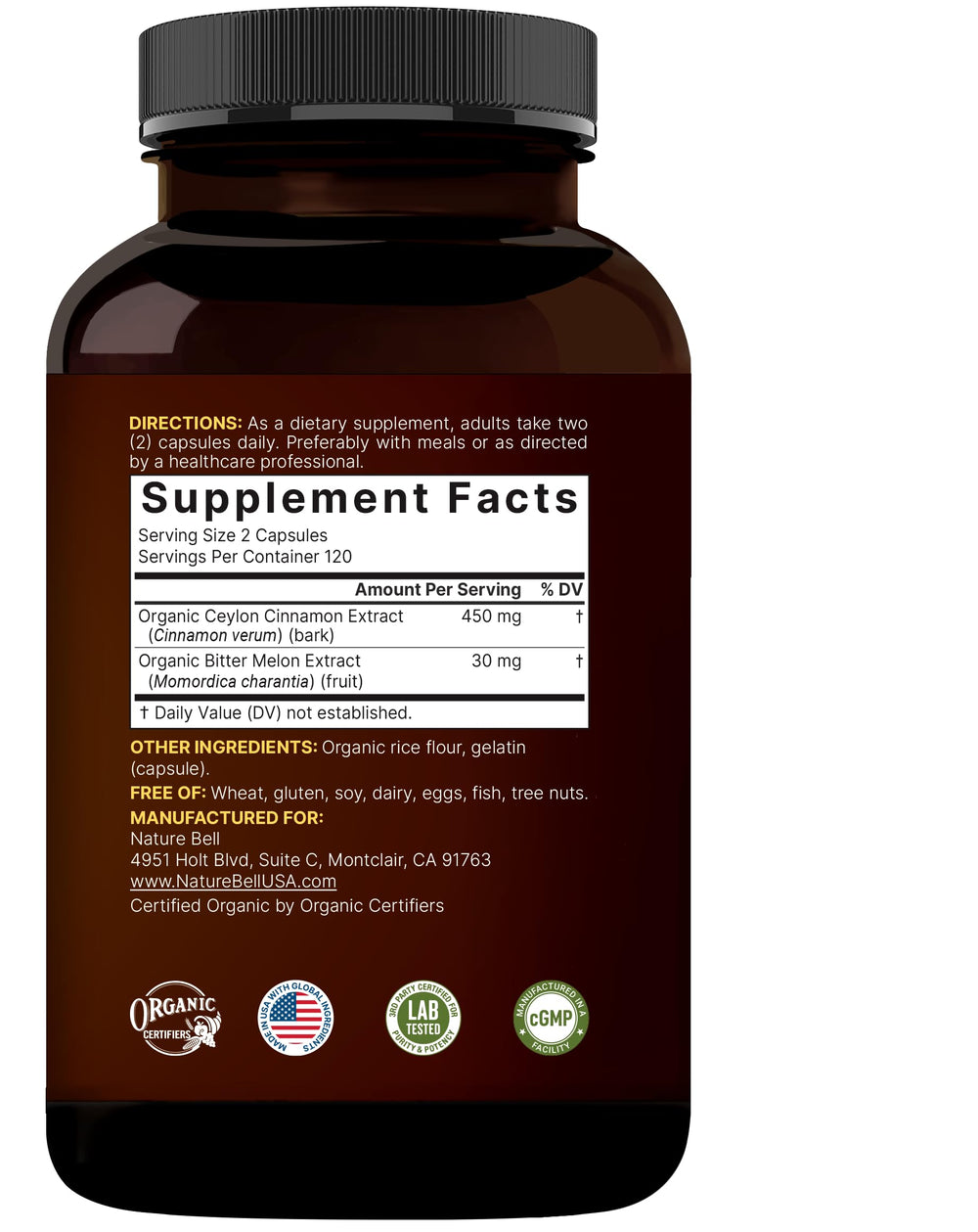 NatureBell Non-GMO Gluten-Free label indicating clean ingredients
