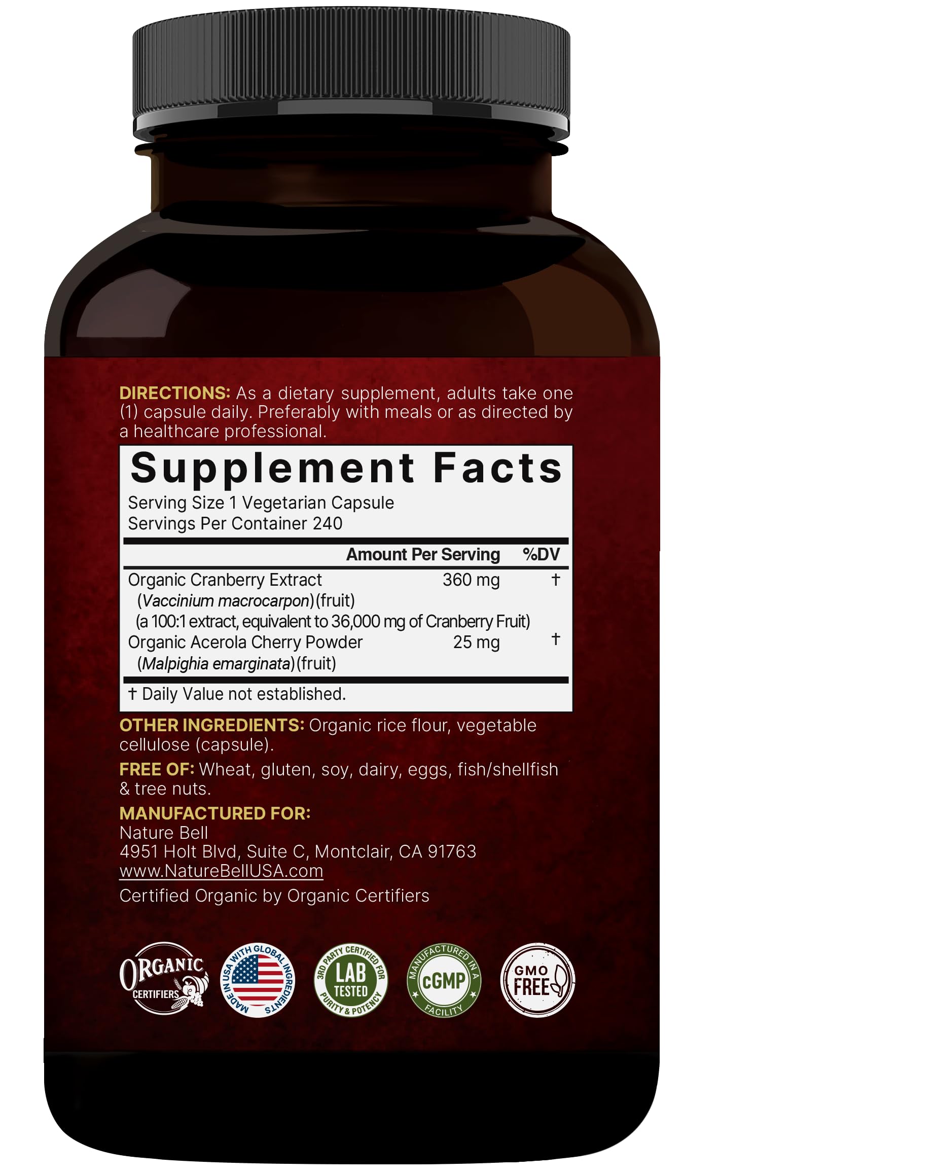 NatureBell non-GMO and third-party tested seal