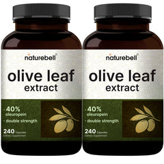 NatureBell olive leaf extract 2-pack bottle emphasizes extended supply and easy storage.