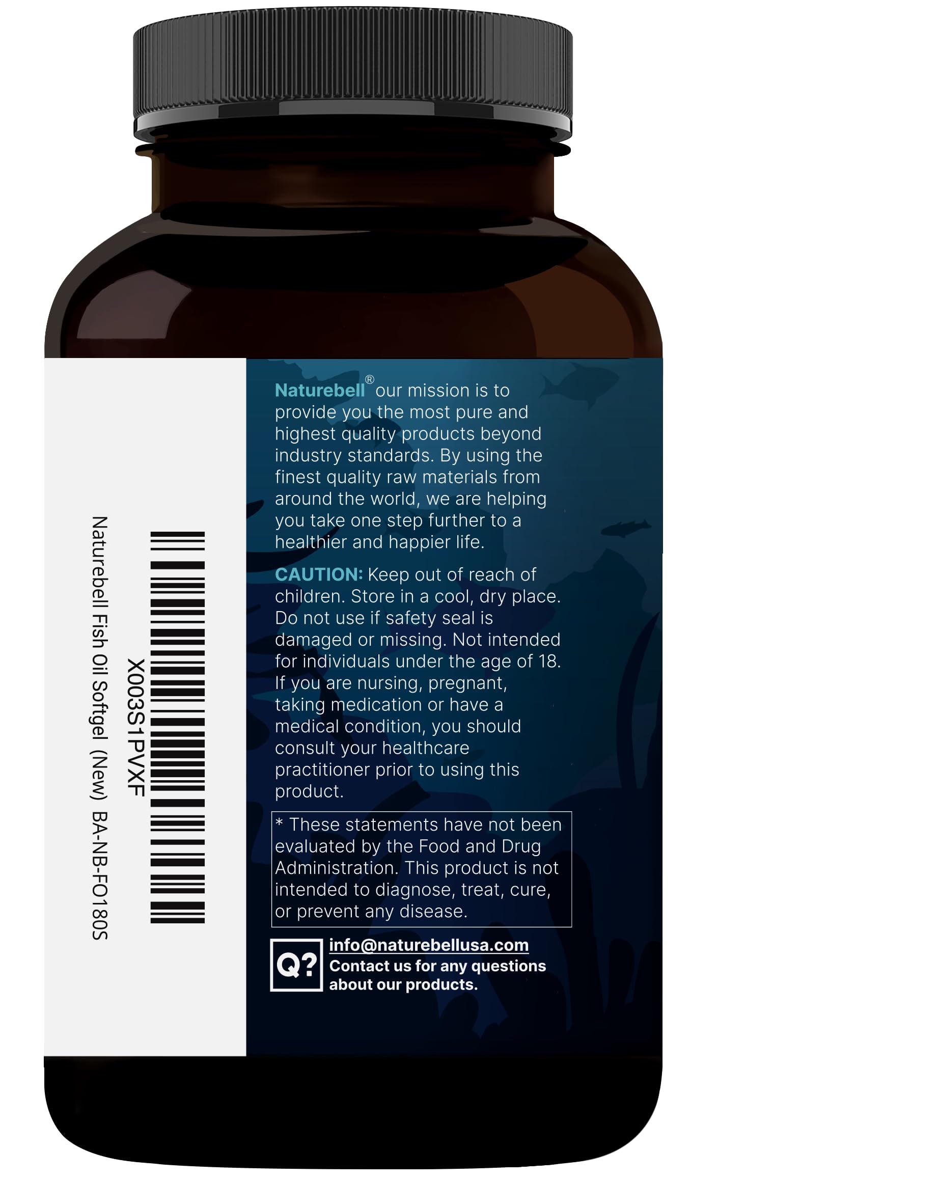 NatureBell Omega-3 serving size of 3 softgels for up to two months.