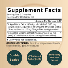 NatureBell Panax Ginseng capsules shown for alertness and cognitive clarity