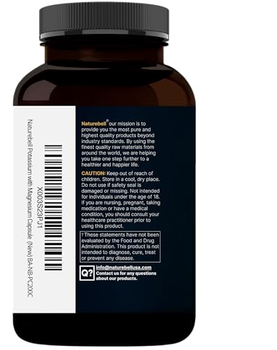 Naturebell potassium magnesium electrolyte capsules close-up showing dual mineral formula.
