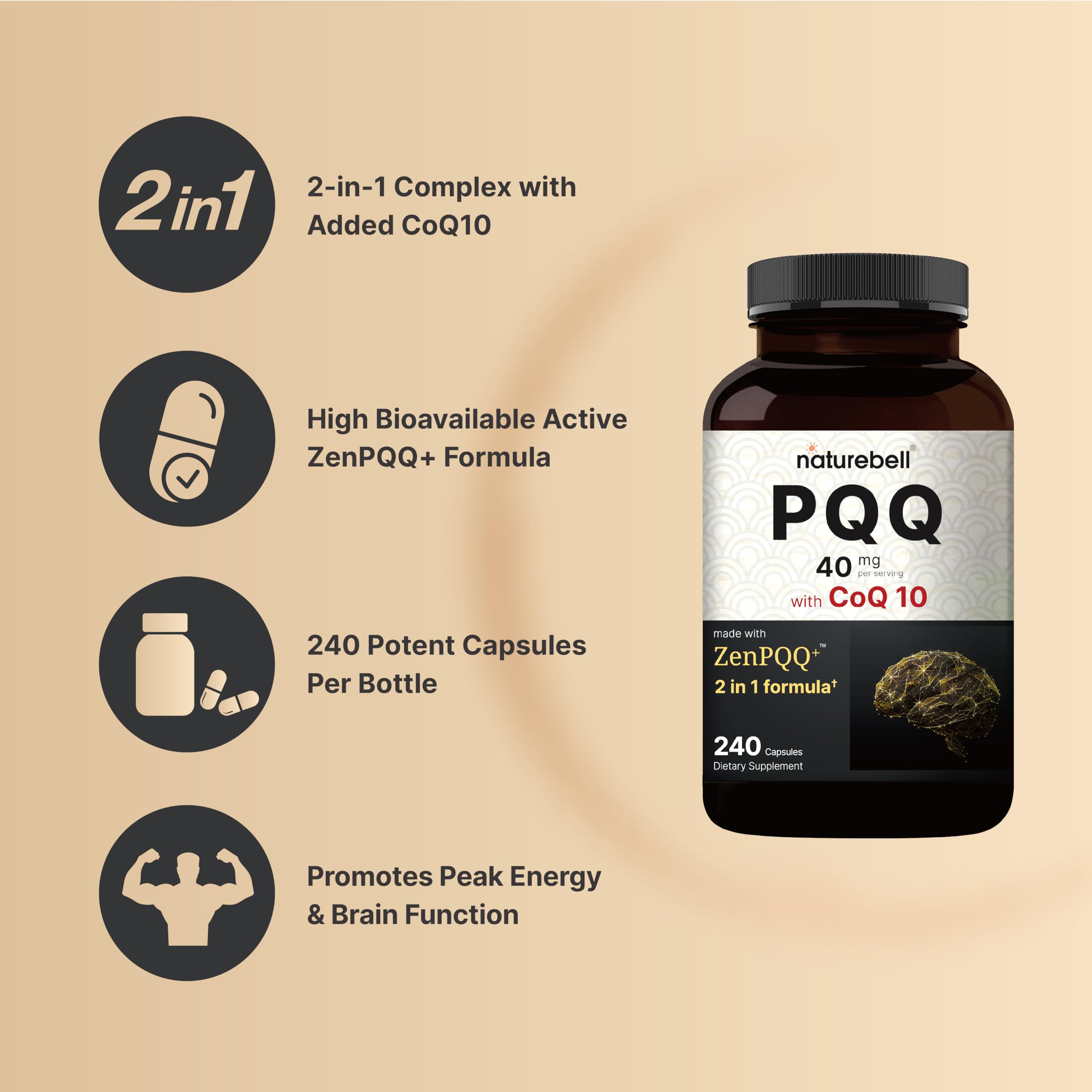 NatureBell ZenPQQ+ blend with PQQ and CoQ10 signaling antioxidant support