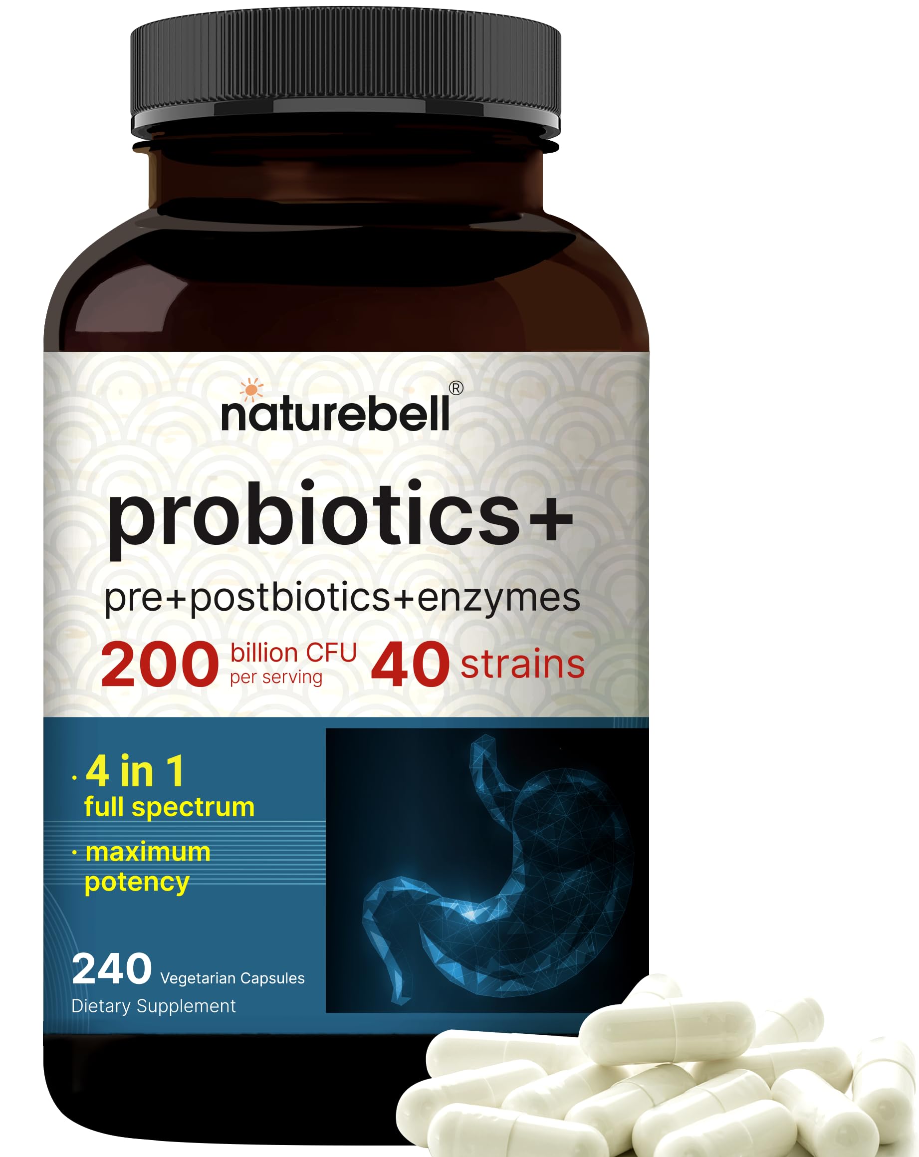 NatureBell Probiotic bottle front for daily gut support and routine.